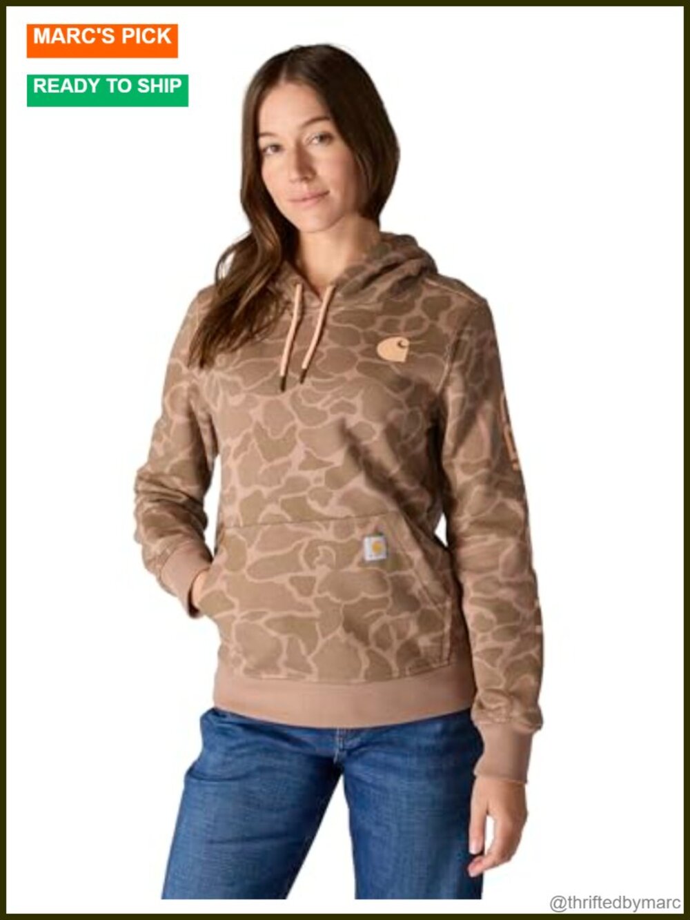 Women's Relaxed Fit Midweight Graphic Sleeve Hooded Pullover Sweatshirt